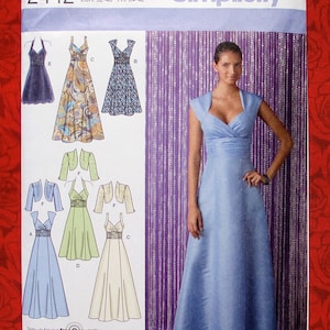 Simplicity Sewing Pattern 2442, Dress, Bolero Jacket, Formal Gown, Sizes 6 8 10 12 14, Special Occasion, Evening Wedding Bridal Party, UNCUT