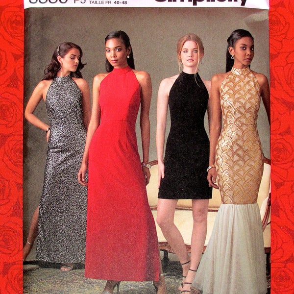 Simplicity Sewing Pattern 8330 Formal Halter Dress, Evening Gown, Long Short Flounce, Plus Sizes 12 14 16 18 20, DIY Spring Fashion, UNCUT