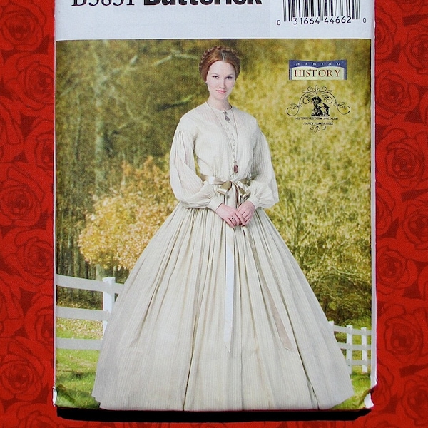 Butterick Sewing Pattern B5831 Gathered Hoop Dress, Petticoat, Victorian Ball Gown, American Historical Costume, Sizes 16 18 20 22 24, UNCUT