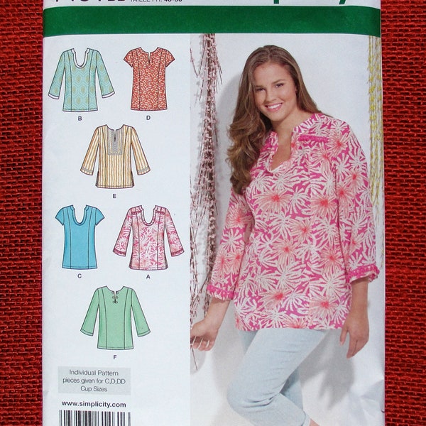 Simplicity Sewing Pattern 1461, Tunic Top Blouse, Women Plus Sizes 20W 22W 24w 26w 28w, Spring Summer Fashion Shirt, Boho Chic Casual, UNCUT