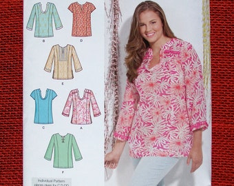 Sewing Pattern for Misses' and Women's Tunic Tops, Simplicity Pattern 1461,  New Pattern, Womens Reg. & Plus Sizes to 28W, Loose Fit Tunics 