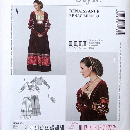 Burda Sewing Pattern 7171 Renaissance 2-piece Gown Snood | Etsy