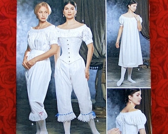 Simplicity Sewing Pattern 1139, Chemise, Drawers Corset, Victorian Laced Undergarments Bloomers, Sizes 6 8 10 12, Historical 1800's, UNCUT