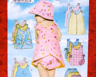 Butterick Sewing Pattern B5625 Baby Jumper Dress, Romper, Panties, Bucket Hat, Baby Sizes L XL, Infant Summer Clothes, Shower Gifts, UNCUT