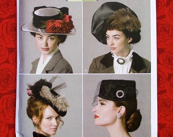 Butterick Sewing Pattern B6397 Hats, Beret, Tilt, Veiled Pillbox, Brimmed Topper, Vintage Style Women's Millinery Fashion Accessories, UNCUT
