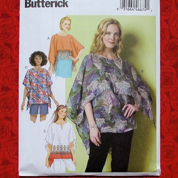 Butterick B6356 Easy Sewing Pattern Pullover Tunic Tops, Loose Fitting, Fringe, Sizes XS S M, Spring Summer Casual Fashion Sportswear, UNCUT