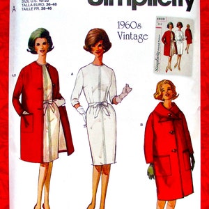 Simplicity Sewing Pattern S9447 Winter Coat & Sheath Dress, 1960's Retro Style Classic Fashion, Belt, Plus Sizes 10 12 14 16 18 20 22, UNCUT