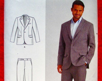 Simplicity Sewing Pattern S9241, Men's Suit, Jacket Coat, Trouser Pants, Sizes 44 46 48 50 52, Groom Wedding Formal, Business Attire, UNCUT