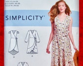 Simplicity Sewing Pattern 8637, Wrap Tie Dress, Ruffle Flounce Hem, Sizes 16 18 20 22 24, Romantic Summer Fall Fashion Sportswear, UNCUT