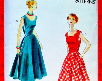 Vogue Easy Sewing Pattern V1864, Wrap Dress, Walk-Away Style, Flared Skirt, Sizes 16 18 20 22 24, Retro MCM 1950's, DIY Summer Casual, UNCUT