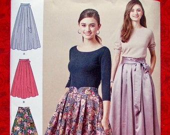 Simplicity Sewing Pattern S8743 Pleated Skirt Sash, Classic Fashion, Short Midi Long, Plus Sizes 14 16 18 20 22, DIY Special Occasion, UNCUT