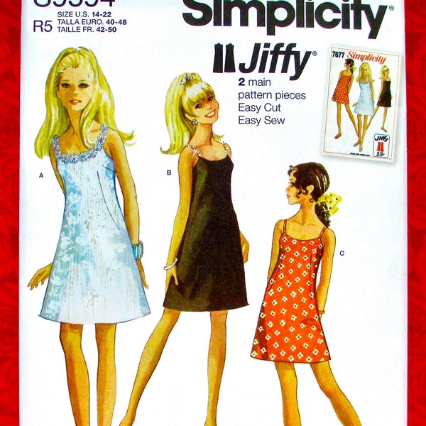 Simplicity Easy Sewing Pattern S9594, A-Line Sleeveless Dress, 1960's Sundress, Neckline Accents, Sizes 14 16 18 20 22, Retro Fashion, UNCUT