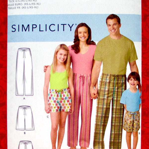 Simplicity Easy Sewing Pattern S9127, Pull-On Lounge Pants, Pajamas, Shorts, Adult Teen Child Sizes Xs S M L XL, Summer Winter Casual, UNCUT