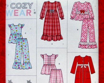 Simplicity Sewing Pattern 8272, Nightgown Robe Pajamas, Sleepwear, Girl's Sizes 7 8 10 12 14, Tween Teen Wrap, DIY Winter Summer Gift, UNCUT