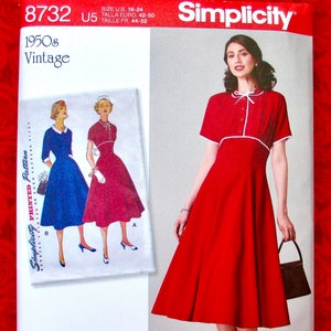 Simplicity Sewing Pattern 8732 1950's Empire Waist Dress - Etsy