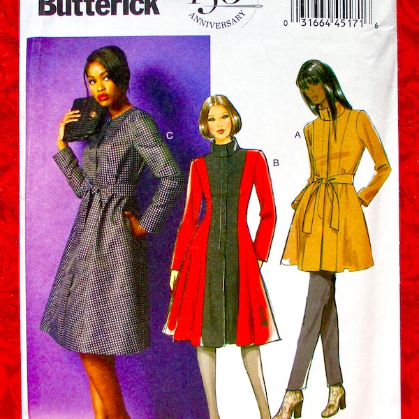Butterick Sewing Pattern B5966 Fit Flare Coat, Modern Style Jacket, Miss Sizes 8 10 12 14 16, DIY Winter Fashion Sportswear Outerwear, UNCUT