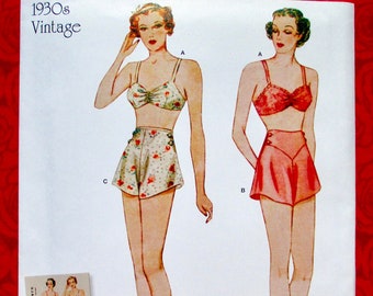 Simplicity Sewing Pattern 8510, Bra & Tap Panties, Retro 1930's Undergarments, Plus Sizes 12 14 16 18 20, Vintage Style Lingerie Gift, UNCUT