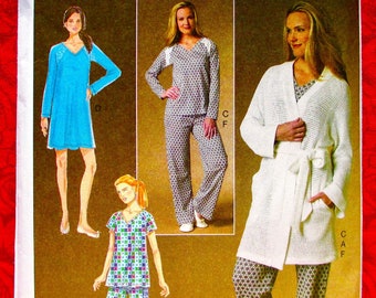 Butterick Easy Sewing Pattern B6428 Robe, Nightgown, Pajamas Pants, Long Short Sleeve Top, Sizes L XL XXL, Summer Winter Sleepwear, UNCUT