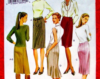 Vogue Easy Sewing Pattern V7937, Straight Skirt, Knee Length, Back Pleats, Miss & Petite Sizes 18 20 22, Spring Fashion Sportswear, UNCUT