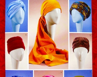 Simplicity Sewing Pattern S9300 Turban Head Wrap Hat Cap, Chemo Care Fashion Accessory, Women's Sizes S M L, Spring Summer Boho Style, UNCUT