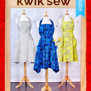 Kwik Sew Sewing Pattern K4305 Wraparound Apron, Tie Back, Halter Neck, Sizes Xs S M L XL, Casual Farmhouse, DIY Holiday Fashion Gift, UNCUT afbeelding 1