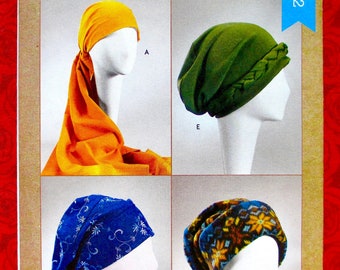 Kwik Sew Sewing Pattern K4282 Turban Head Wrap Hat Cap, Chemo Care Fashion Accessory, Women Sizes S M L, DIY Spring Summer Boho Style, UNCUT