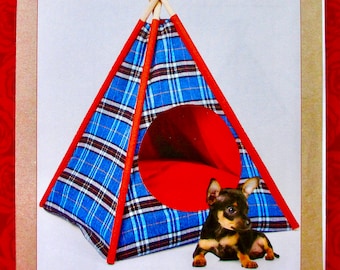 Kwik Sew Sewing Pattern K4374 Pet Tent, Pillow Cushion, Dog Cat Bed, Puppy Kitty Teepee Tipi, Small Indoor Animal House, Cozy Gift, UNCUT