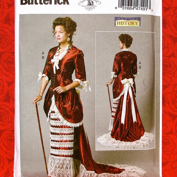 Butterick Sewing Pattern B6572 Victorian Suit, Jacket Skirt Train, Lace Trim, Sizes 6 8 10 12 14, 1800's Romantic Fashion Dress Gown, UNCUT