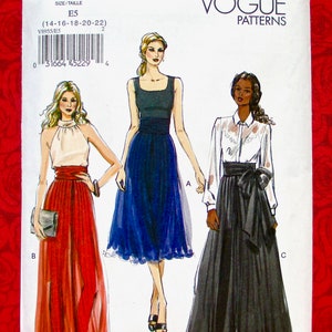 Vogue Easy Sewing Pattern V8955, Formal Wide Leg Palazzo Pants, High Waist Split Skirt, Sizes 14 16 18 20 22, Evening Party Fashion, UNCUT