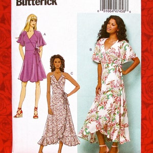 Butterick Easy Sewing Pattern B6554, Wrap & Tie Dresses, Sundress, Ruffle Flounce Hem, Plus Sizes 14 16 18 20 22, DIY Summer Fashion, UNCUT image 3