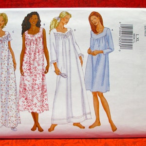 Butterick Easy Sewing Pattern 6838 Nightgowns, Loose Fit Sleepwear, Miss Plus Petite Sizes L XL, DIY Winter Summer Casual Loungewear, UNCUT