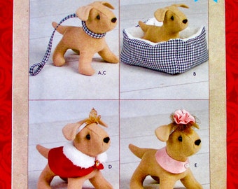 Kwik Sew Sewing Pattern K4315 Puppy Dog Doll, Bed, Leash, Stuffed Soft Animal, DIY Toy Accessory, Nursery Decor, Child Birthday Gift, UNCUT