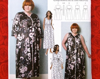 Butterick Sewing Pattern B6300 Nightgown Negligée, Robe, Plus Sizes XXL 1X 2X 3X 4X 5X 6X, DIY Fashion Lingerie, Sleepwear Loungewear, UNCUT