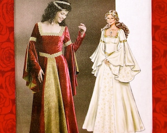 Butterick Sewing Pattern B4571, Medieval Long Gown, Madrigal Dress, Sizes 6 8 10 12, Historical Renaissance Reenactment, SCA Costume, UNCUT