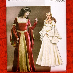 Butterick Sewing Pattern B4571 Medieval Long Gown UNCUT Plus Sizes 14 16 18 20 Renaissance Historical Reenactment Costume Madrigal Dress
