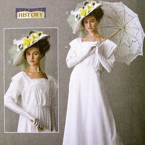 Historic Day Dress Butterick B6610 A5 or E5 6-14 Sewing Pattern for Victorian 14-22 Turn of the Century Summer Gown Costume Historic Day Dress Butterick B6610 A5 or E5 6-14 Sewing Pattern for Victorian 14-22 Turn of the Century Summer Gown Costume