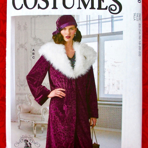 McCall's Sewing Pattern M8190, 1920's Coat, Detachable Fur Collar, Cloche Hat, Plus Sizes 14 16 18 20 22, DIY Winter Flapper Fashion, UNCUT