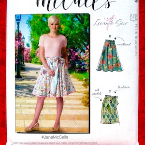 McCall's Easy Sewing Pattern M7129 Skirts, Wrap Around Tie, Short Long, Misses' Plus Sizes 16 18 20 22 24, Classic Fashion Sportswear, UNCUT