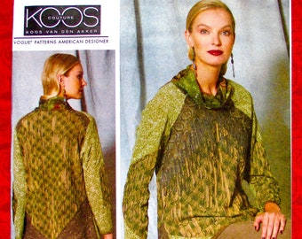 Vogue Sewing Pattern V1521 Loose Fit Pullover Top, Cowl Neck, Plus Sizes 14 16 18 20 22, Koos Van Den Akker Spring Fashion Sportswear, UNCUT