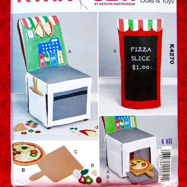 Kwik Sew Pattern K4270 Pizza Shop Chair Cover, Toy Food Baking Set, Indoor Creative Play Pizzeria Restaurant, DIY Child Birthday Gift, UNCUT