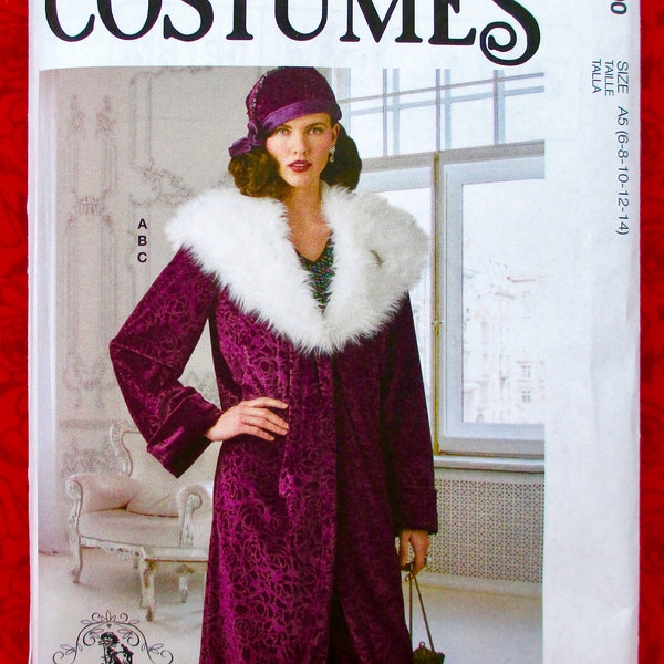 McCall's Sewing Pattern M8190, 1920's Coat, Detachable Fur Collar, Cloche Hat, Misses' Sizes 6 8 10 12 14, DIY Winter Flapper Fashion, UNCUT