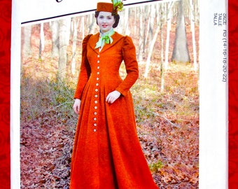McCall's Sewing Pattern M8123 Victorian Princess Coat, Long Length, Plus Sizes 14 16 18 20 22, 1880's Fall Winter Historical Fashion, UNCUT