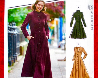 McCall's Sewing Pattern M8156 Princess Coat, Fit & Flare Fashion, Misses' Sizes 6 8 10 12 14, Modern Romantic Fall Winter Outerwear, UNCUT