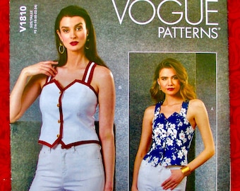 Vogue Easy Sewing Pattern V1810, Fitted Corset Style Vest, Princess Seams, Plus & Petite Sizes 16 18 20 22 24, DIY Summer Fashion Top, UNCUT