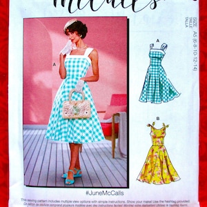 McCall's Sewing Pattern M7599, Dress, 1950's Retro Style Sundress, Fit & Flare, Petticoat, Sizes 6 8 10 12 14, Vintage Summer Classic, UNCUT