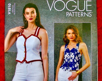 Vogue Easy Sewing Pattern V1810, Fitted Corset Style Vest, Princess Seams, Miss & Petite Sizes 8 10 12 14 16, DIY Summer Fashion Top, UNCUT