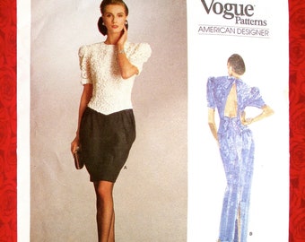 Vogue Sewing Pattern 2072, Column Evening Gown, Formal Party Dress, Miss Sizes 6 8 10, Wedding Bride, Spring Summer Elegant Fashion, UNCUT