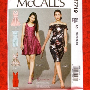 McCall&#39;s Sewing Pattern M7719 Formal Dress, Off Shoulder, Straps, Flare, Straight, Sizes 6 8 10 12 14, Wedding Bridal, DIY Prom Party, UNCUT