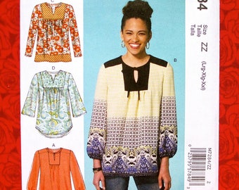 McCall's Easy Sewing Pattern M7284 Tunic Top, Loose Fitting Blouse, Plus Sizes L XL XxL, Casual Pullover, Boho Chic, Summer Fashion, UNCUT