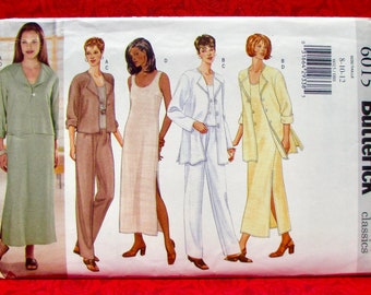 Butterick Sewing Pattern 6015, Jacket, Tank Top & Dress, Pants, Loose Fit, Sizes 8 10 12, Special Occasion, Spring Summer Sportswear, UNCUT